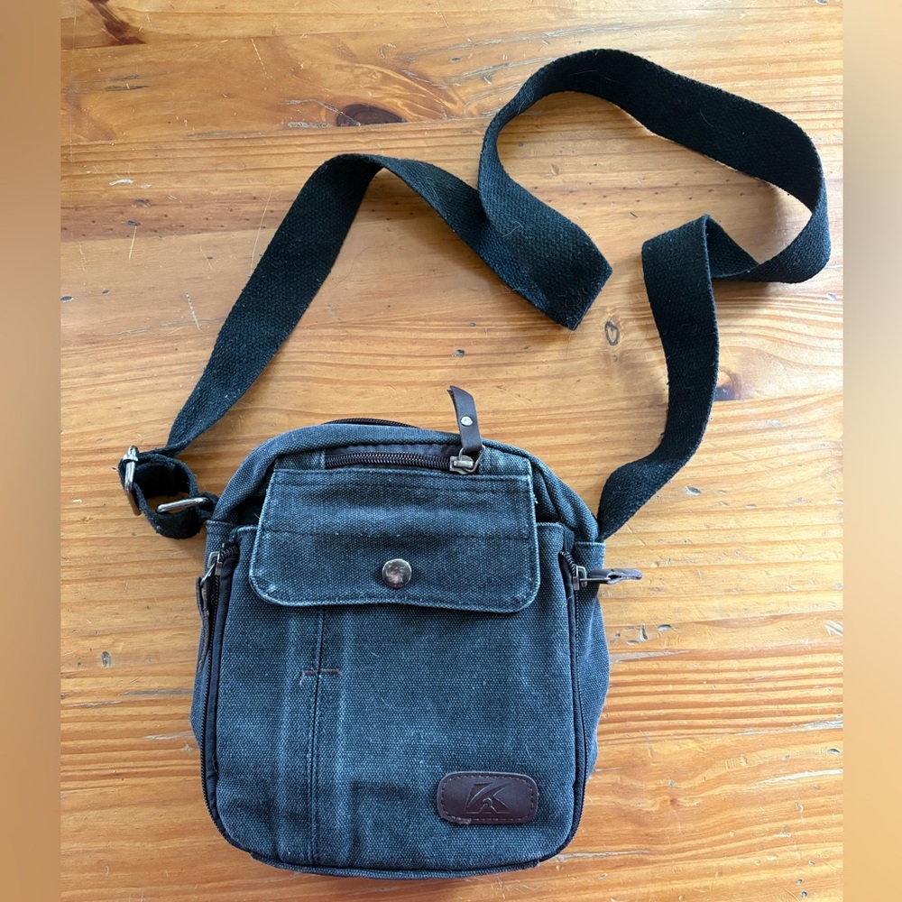 Black Canvas Crossbody Bag